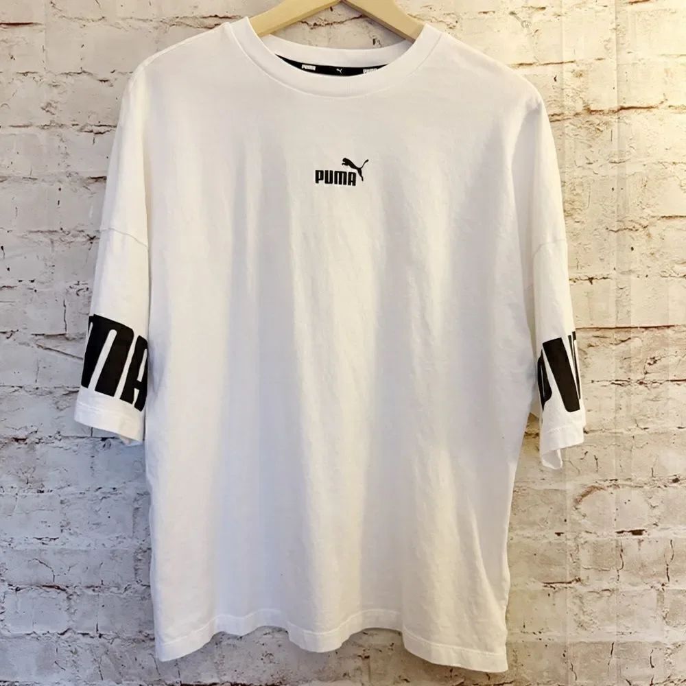 Puma power logo drop sleeve t shirt
